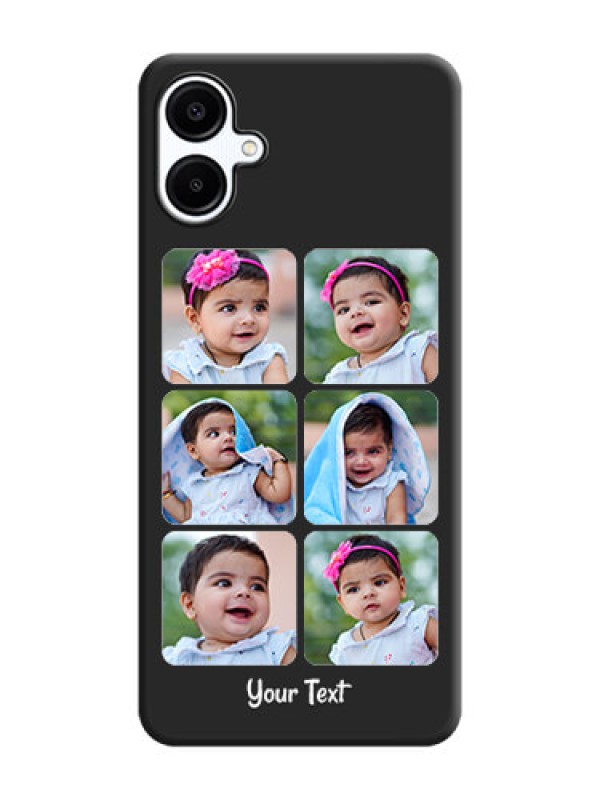 Custom Floral Art with 6 Image Holder on Photo On Space Black Custom Soft Matte Mobile Back Cover - Galaxy A06