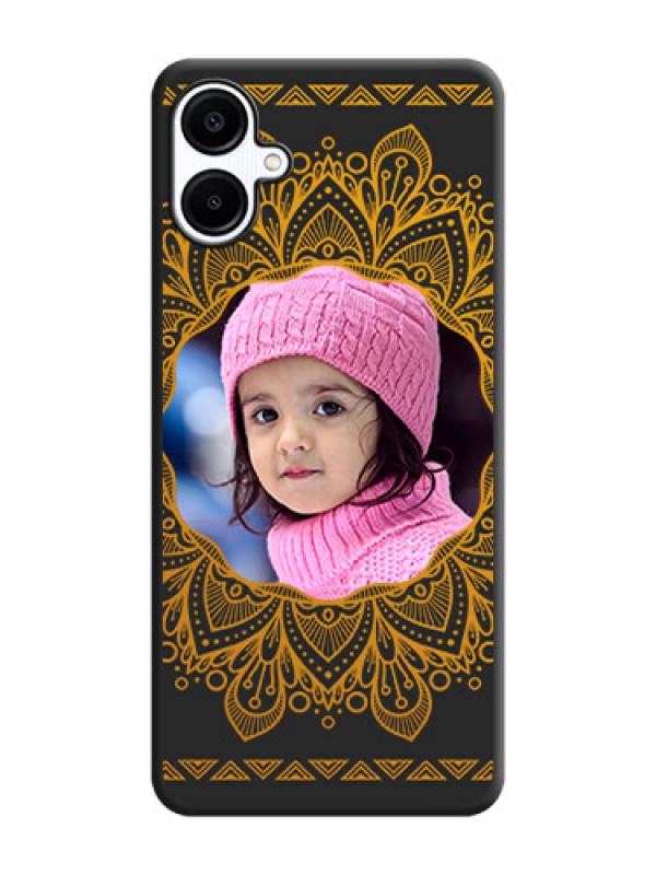 Custom Round Image with Floral Design On Space Black Custom Soft Matte Mobile Back Cover - Galaxy A06