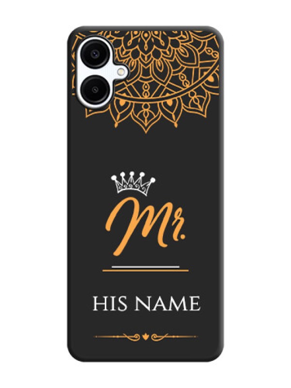 Custom Mr Name with Floral Design On Space Black Custom Soft Matte Mobile Back Cover - Galaxy A06