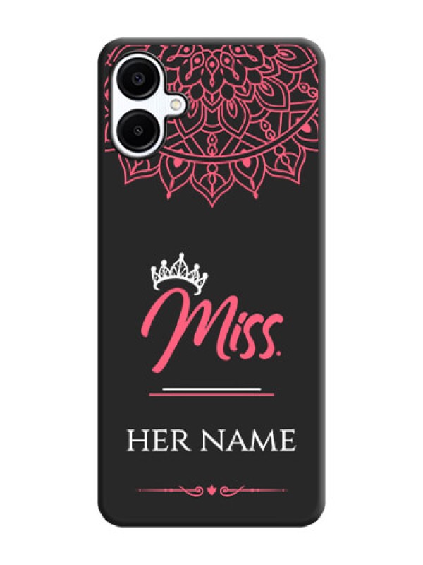 Custom Mrs Name with Floral Design On Space Black Custom Soft Matte Mobile Back Cover - Galaxy A06