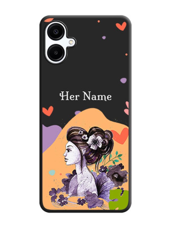 Custom Namecase For Her With Fancy Lady Image On Space Black Custom Soft Matte Mobile Back Cover - Galaxy A06