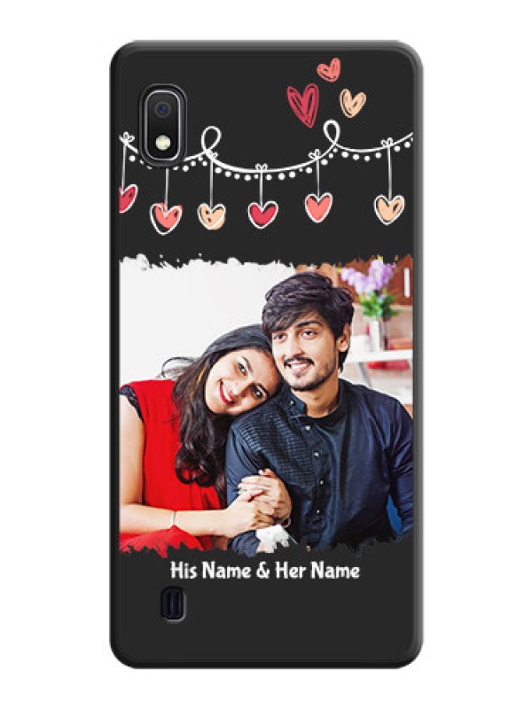 Custom Pink Love Hangings with Name on Space Black Custom Soft Matte Phone Cases - Galaxy A10