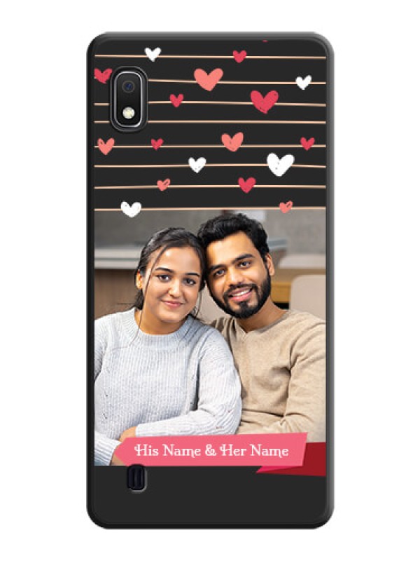 Custom Love Pattern with Name on Pink Ribbon  on Photo on Space Black Soft Matte Back Cover - Galaxy A10