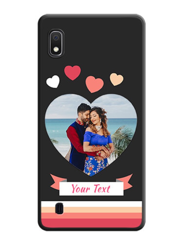 Custom Love Shaped Photo with Colorful Stripes on Personalised Space Black Soft Matte Cases - Galaxy A10