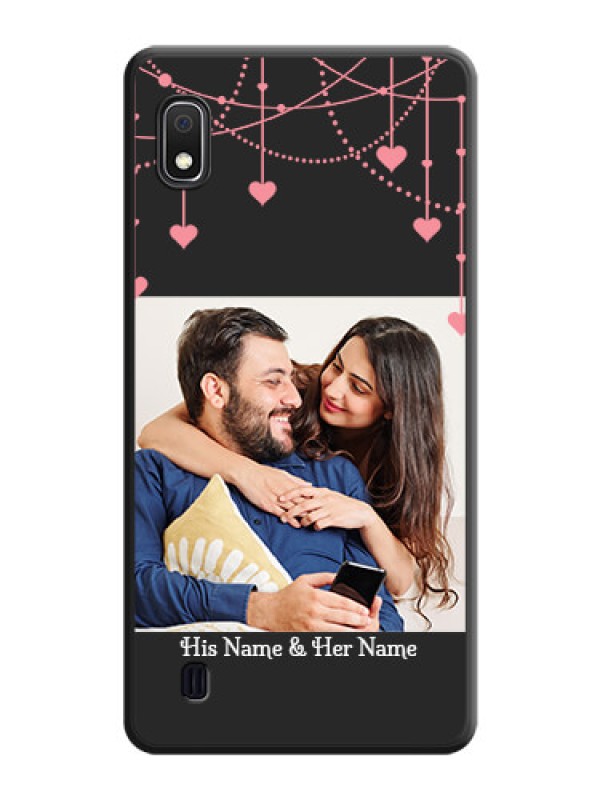Custom Pink Love Hangings with Text on Space Black Custom Soft Matte Back Cover - Galaxy A10