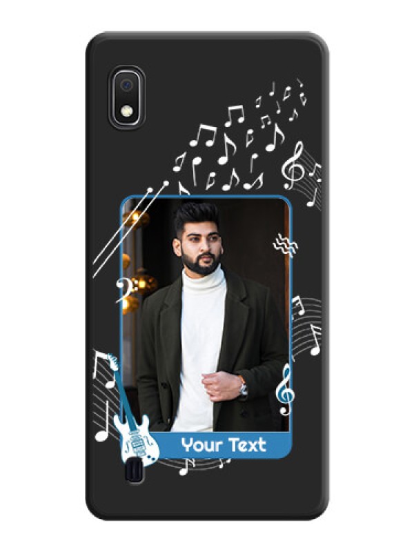 Custom Musical Theme Design with Text on Photo on Space Black Soft Matte Mobile Case - Galaxy A10
