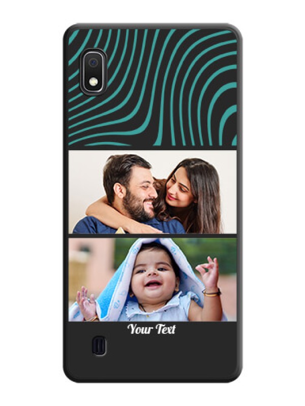 Custom Wave Pattern with 2 Image Holder on Space Black Personalized Soft Matte Phone Covers - Galaxy A10
