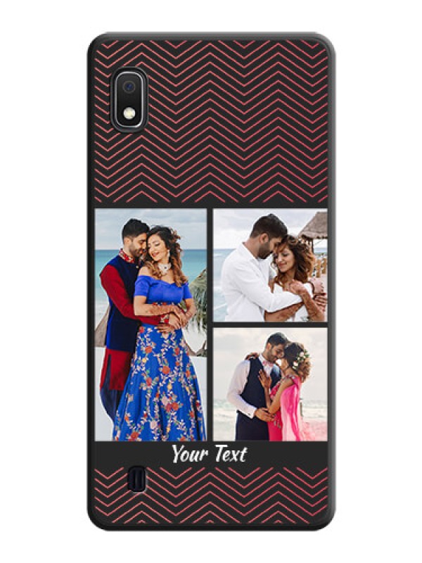 Custom Wave Pattern with 3 Image Holder on Space Black Custom Soft Matte Back Cover - Galaxy A10