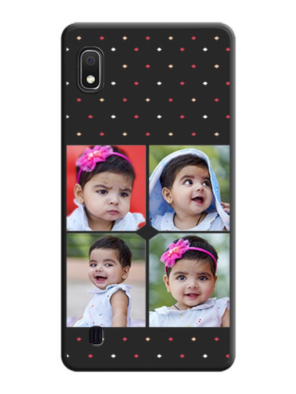 Custom Multicolor Dotted Pattern with 4 Image Holder on Space Black Custom Soft Matte Phone Cases - Galaxy A10