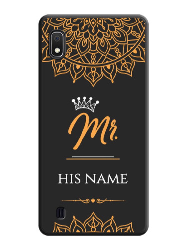 Custom Mr Name with Floral Design  on Personalised Space Black Soft Matte Cases - Galaxy A10