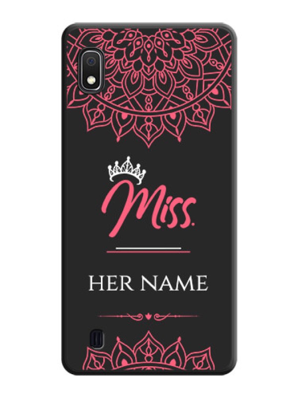 Custom Mrs Name with Floral Design on Space Black Personalized Soft Matte Phone Covers - Galaxy A10