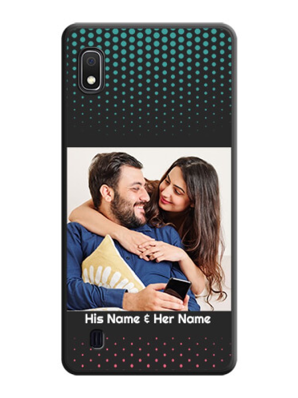 Custom Faded Dots with Grunge Photo Frame and Text on Space Black Custom Soft Matte Phone Cases - Galaxy A10