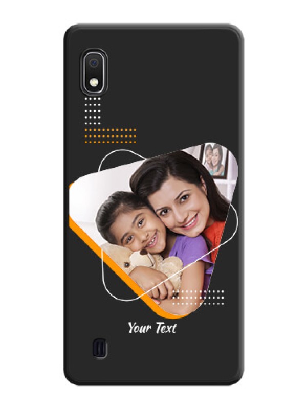 Custom Yellow Triangle on Photo on Space Black Soft Matte Phone Cover - Galaxy A10