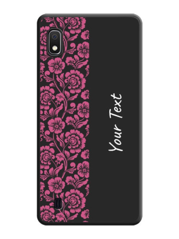 Custom Pink Floral Pattern Design With Custom Text On Space Black Personalized Soft Matte Phone Covers -Samsung Galaxy A10