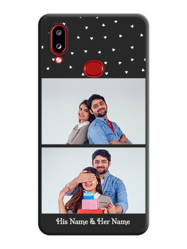 Custom Miniature Love Symbols with Name on Space Black Custom Soft Matte Back Cover - Galaxy A10s