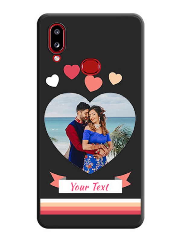 Custom Love Shaped Photo with Colorful Stripes on Personalised Space Black Soft Matte Cases - Galaxy A10s