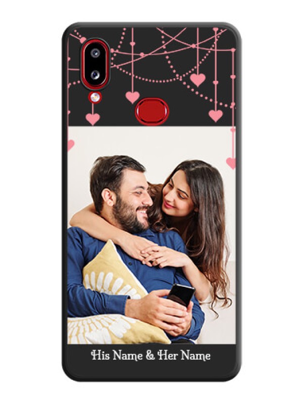 Custom Pink Love Hangings with Text on Space Black Custom Soft Matte Back Cover - Galaxy A10s