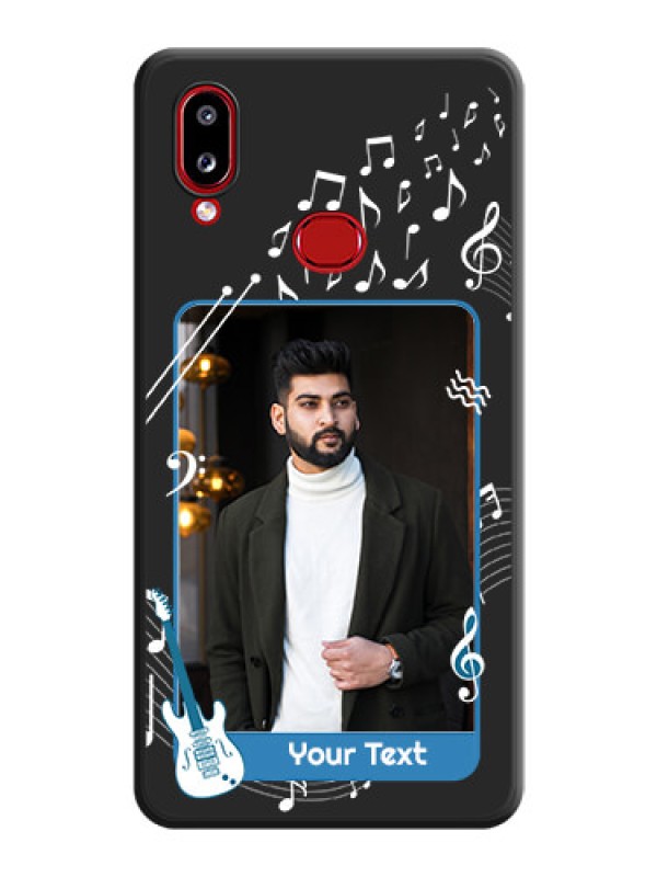 Custom Musical Theme Design with Text on Photo on Space Black Soft Matte Mobile Case - Galaxy A10s