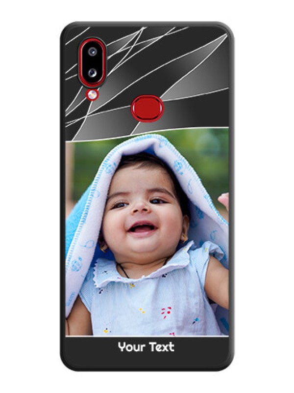 Custom Mixed Wave Lines on Photo on Space Black Soft Matte Mobile Cover - Galaxy A10s