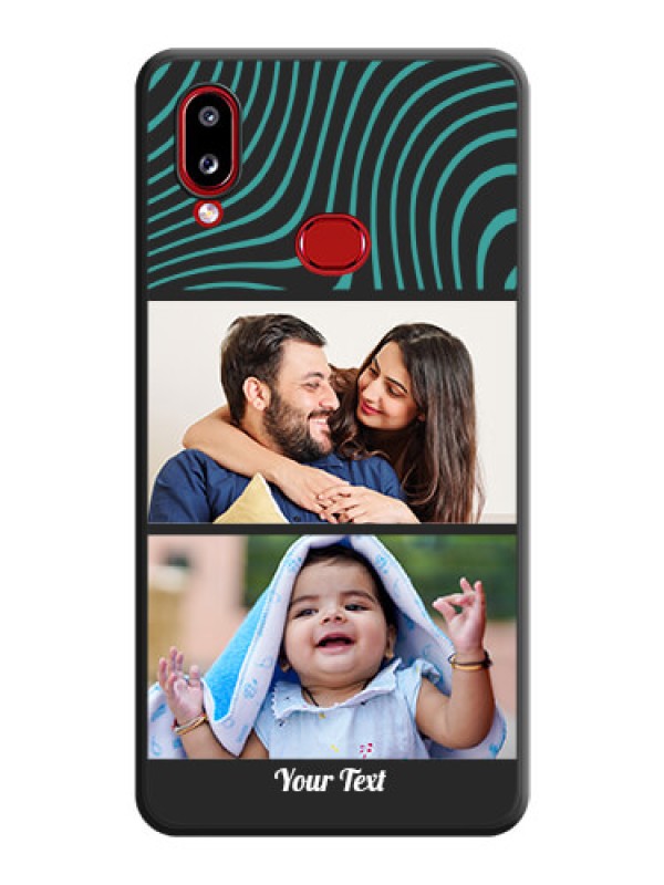 Custom Wave Pattern with 2 Image Holder on Space Black Personalized Soft Matte Phone Covers - Galaxy A10s