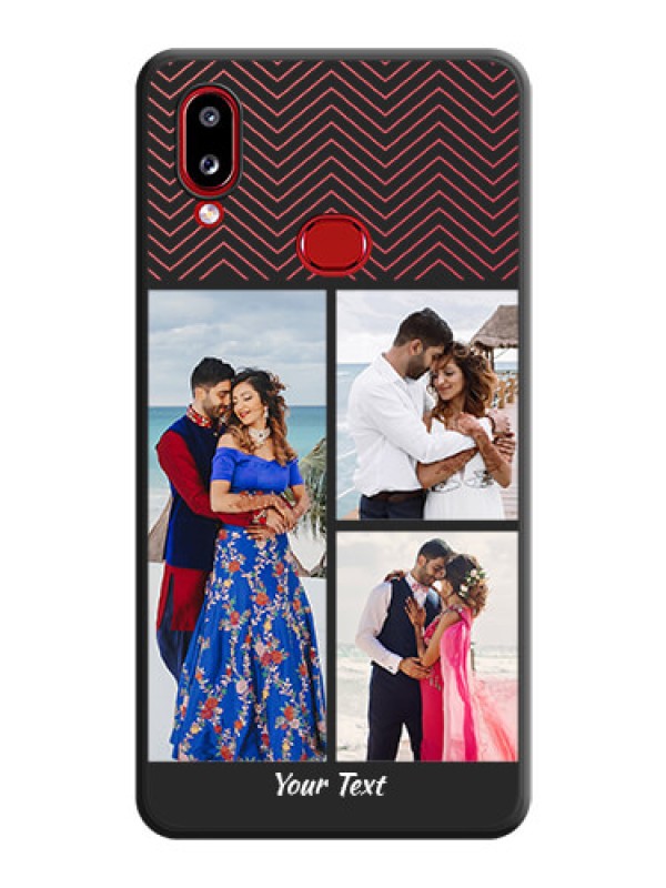 Custom Wave Pattern with 3 Image Holder on Space Black Custom Soft Matte Back Cover - Galaxy A10s