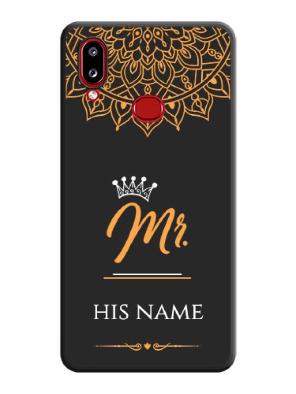 Custom Mr Name with Floral Design  on Personalised Space Black Soft Matte Cases - Galaxy A10s