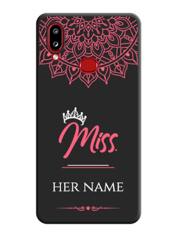 Custom Mrs Name with Floral Design on Space Black Personalized Soft Matte Phone Covers - Galaxy A10s