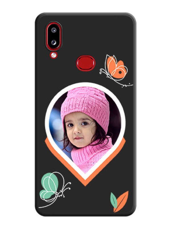 Custom Upload Pic With Simple Butterly Design On Space Black Personalized Soft Matte Phone Covers -Samsung Galaxy A10S