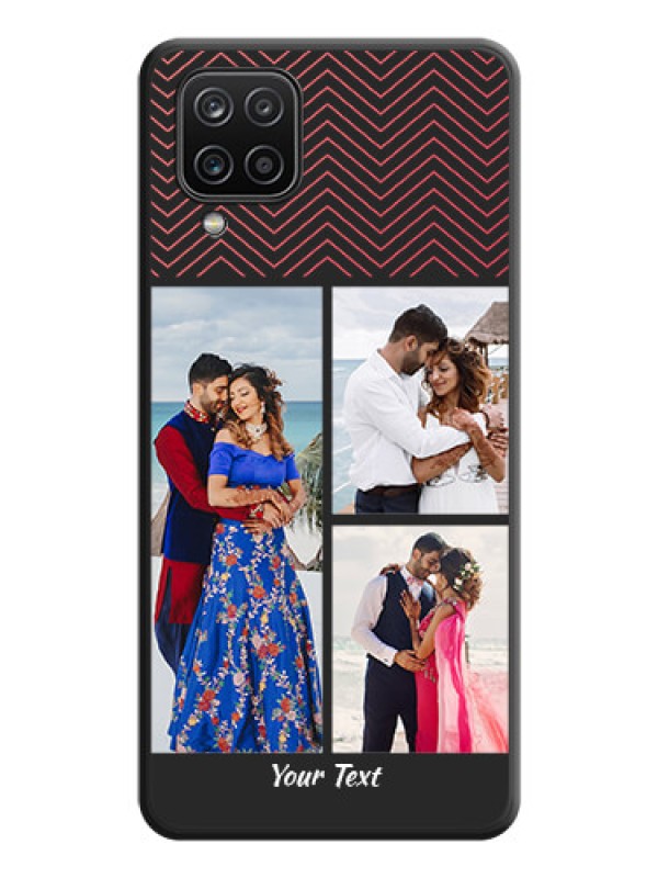 Custom Wave Pattern with 3 Image Holder on Space Black Custom Soft Matte Back Cover - Galaxy A12