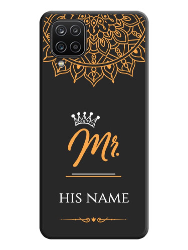 Custom Mr Name with Floral Design  on Personalised Space Black Soft Matte Cases - Galaxy A12