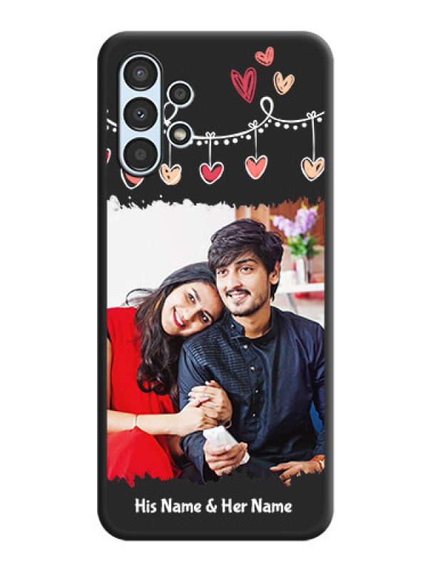 Custom Pink Love Hangings with Name on Space Black Custom Soft Matte Phone Cases - Galaxy A13