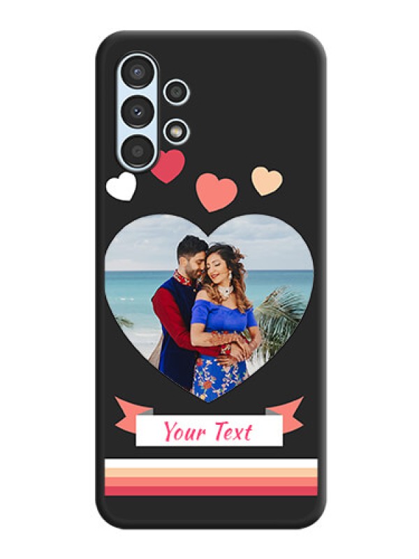 Custom Love Shaped Photo with Colorful Stripes on Personalised Space Black Soft Matte Cases - Galaxy A13
