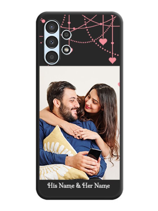 Custom Pink Love Hangings with Text on Space Black Custom Soft Matte Back Cover - Galaxy A13
