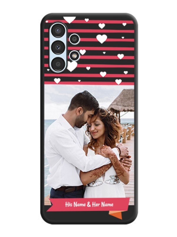 Custom White Color Love Symbols with Pink Lines Pattern on Space Black Custom Soft Matte Phone Cases - Galaxy A13