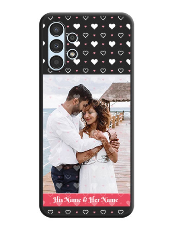 Custom White Color Love Symbols with Text Design on Photo on Space Black Soft Matte Phone Cover - Galaxy A13