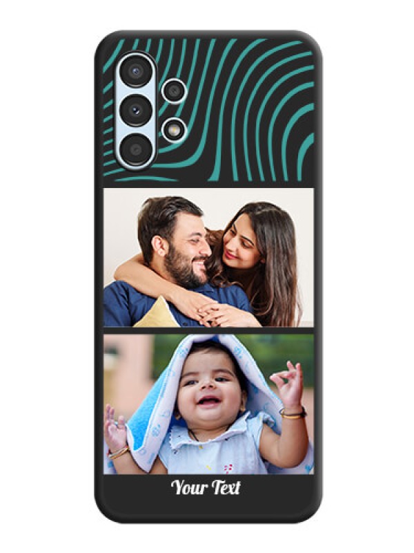 Custom Wave Pattern with 2 Image Holder on Space Black Personalized Soft Matte Phone Covers - Galaxy A13