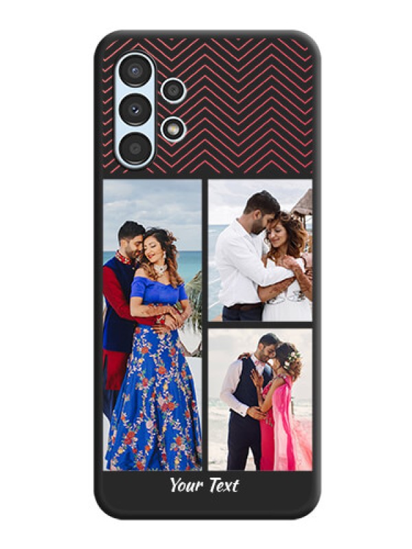 Custom Wave Pattern with 3 Image Holder on Space Black Custom Soft Matte Back Cover - Galaxy A13