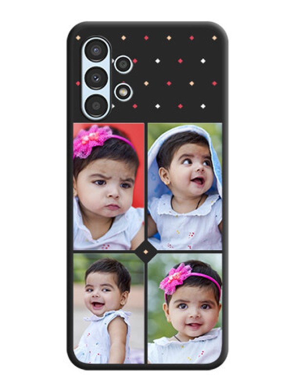 Custom Multicolor Dotted Pattern with 4 Image Holder on Space Black Custom Soft Matte Phone Cases - Galaxy A13