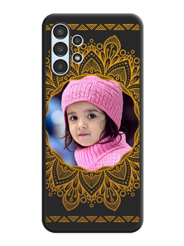Custom Round Image with Floral Design on Photo on Space Black Soft Matte Mobile Cover - Galaxy A13