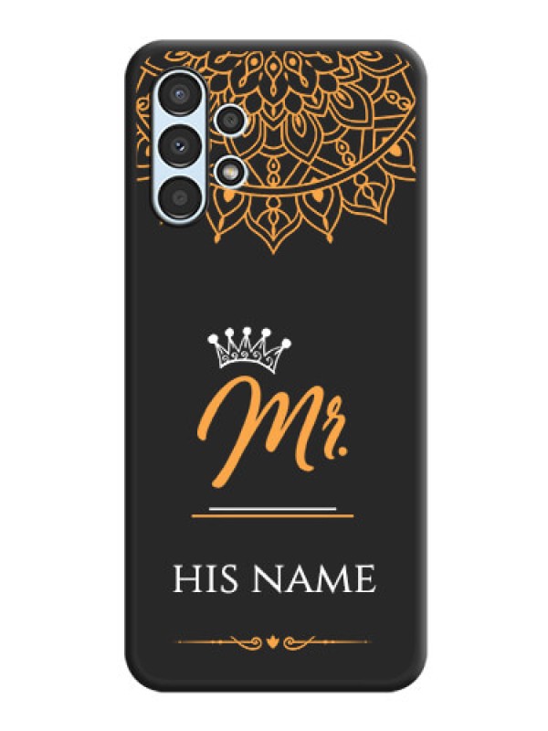 Custom Mr Name with Floral Design  on Personalised Space Black Soft Matte Cases - Galaxy A13