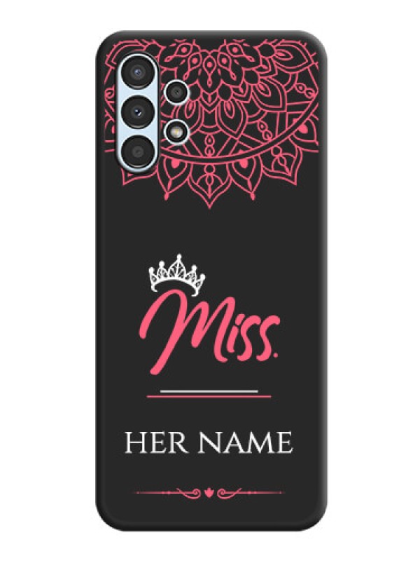 Custom Mrs Name with Floral Design on Space Black Personalized Soft Matte Phone Covers - Galaxy A13