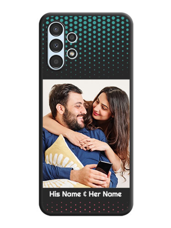 Custom Faded Dots with Grunge Photo Frame and Text on Space Black Custom Soft Matte Phone Cases - Galaxy A13