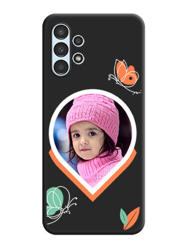 Custom Upload Pic With Simple Butterly Design On Space Black Personalized Soft Matte Phone Covers -Samsung Galaxy A13