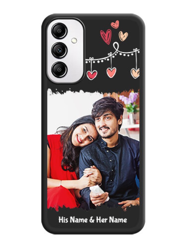 Custom Pink Love Hangings with Name on Space Black Custom Soft Matte Phone Cases -Galaxy A14 4G
