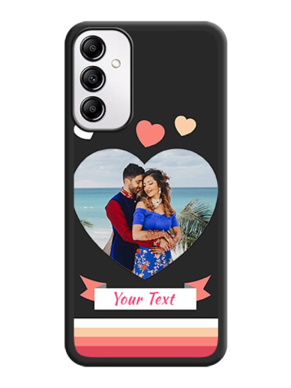 Custom Love Shaped Photo with Colorful Stripes on Personalised Space Black Soft Matte Cases -Galaxy A14 4G