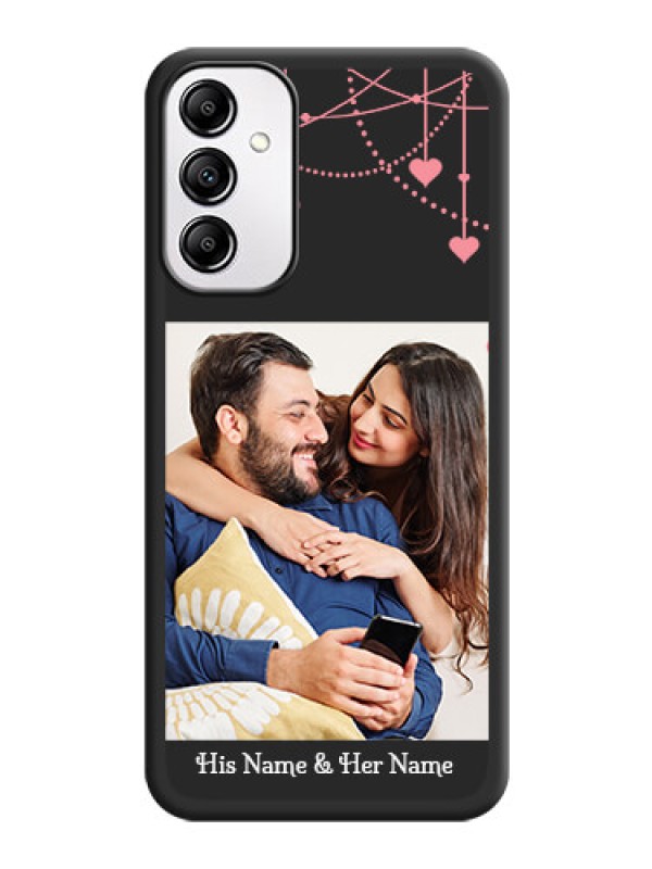 Custom Pink Love Hangings with Text on Space Black Custom Soft Matte Back Cover -Galaxy A14 4G