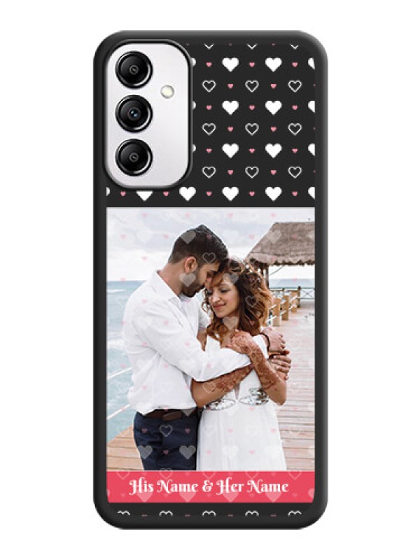Custom White Color Love Symbols with Text Design - Photo on Space Black Soft Matte Phone Cover -Galaxy A14 4G