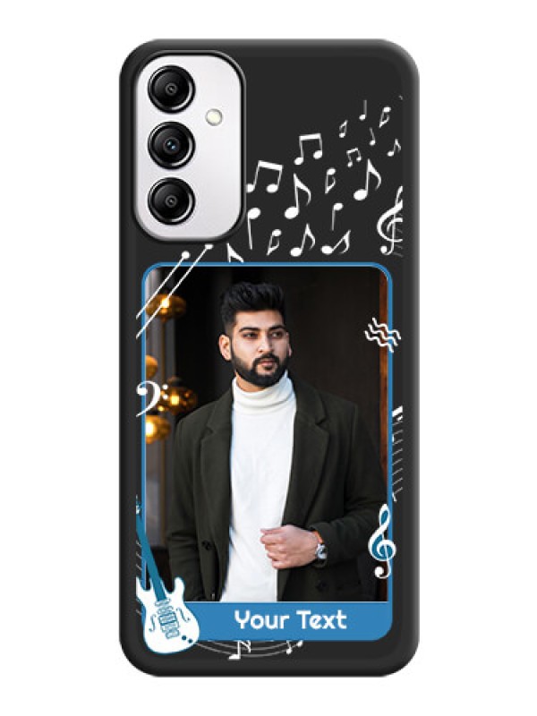 Custom Musical Theme Design with Text - Photo on Space Black Soft Matte Mobile Case -Galaxy A14 4G
