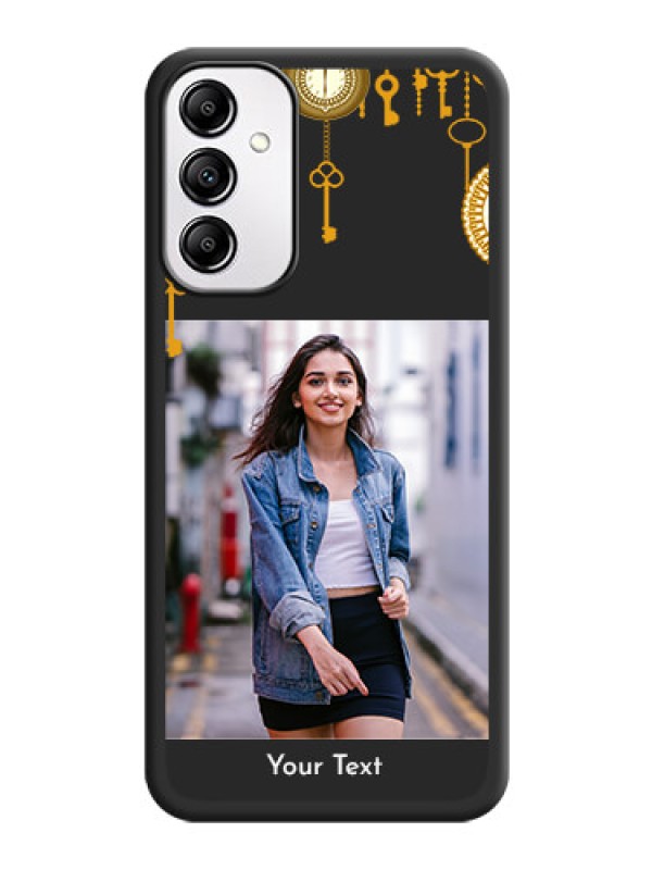 Custom Decorative Design with Text on Space Black Custom Soft Matte Back Cover -Galaxy A14 4G
