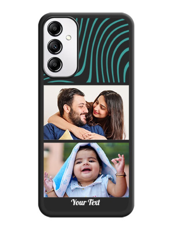 Custom Wave Pattern with 2 Image Holder on Space Black Personalized Soft Matte Phone Covers -Galaxy A14 4G